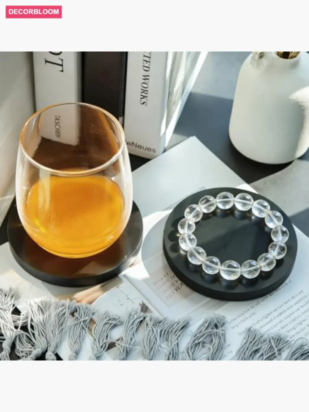 Set of 4 Stone Coasters for Drinks, Bar & Home Decor